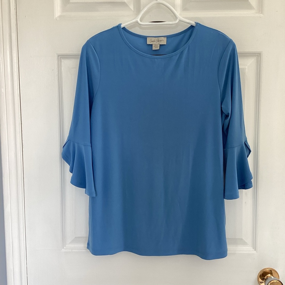 🛍️5/💲20🛍️ CHARLIE PAIGE Ruffled 3/4 Sleeve Blouse (#3g47)